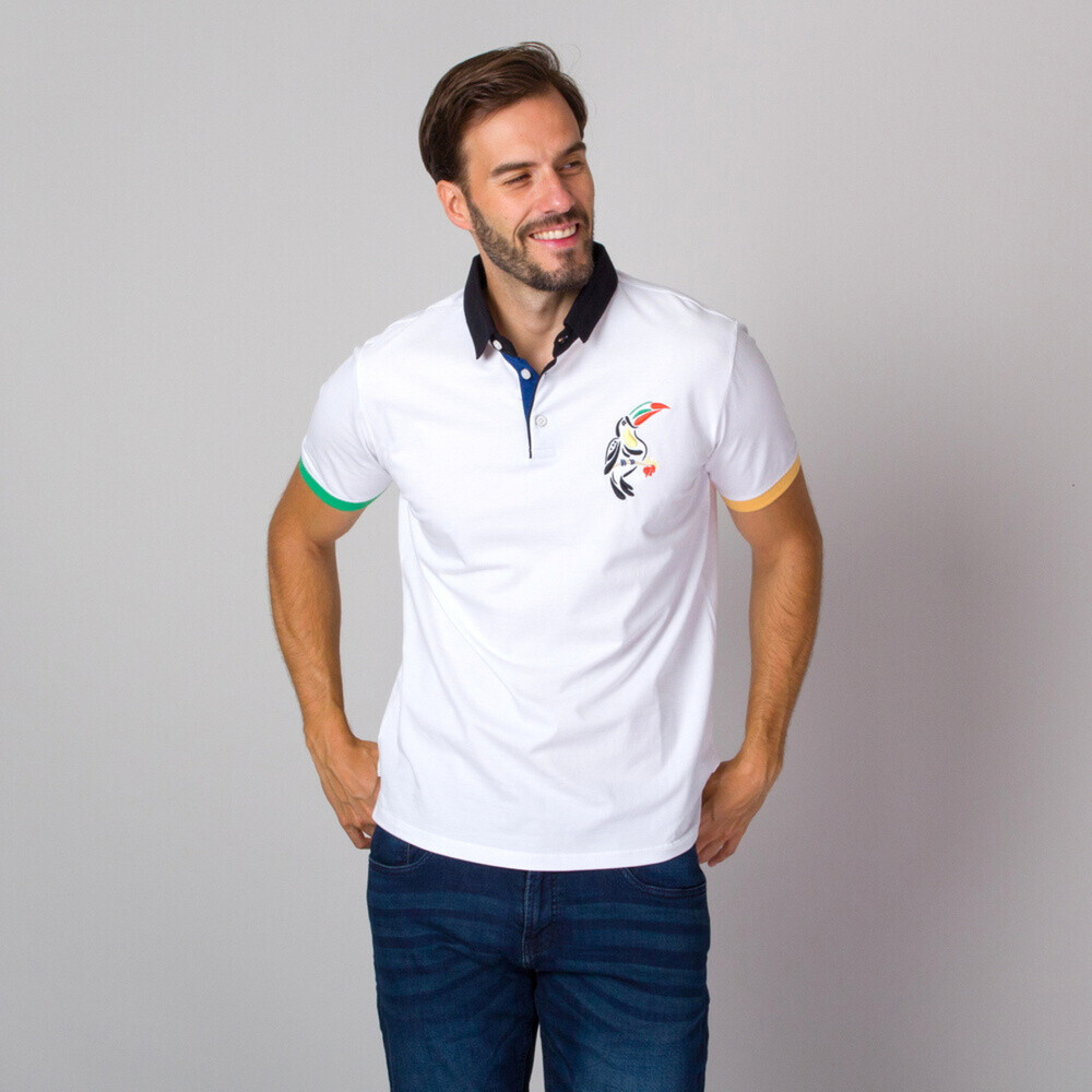 Pánske polotričko biele s kontrastnými prvkami 14253