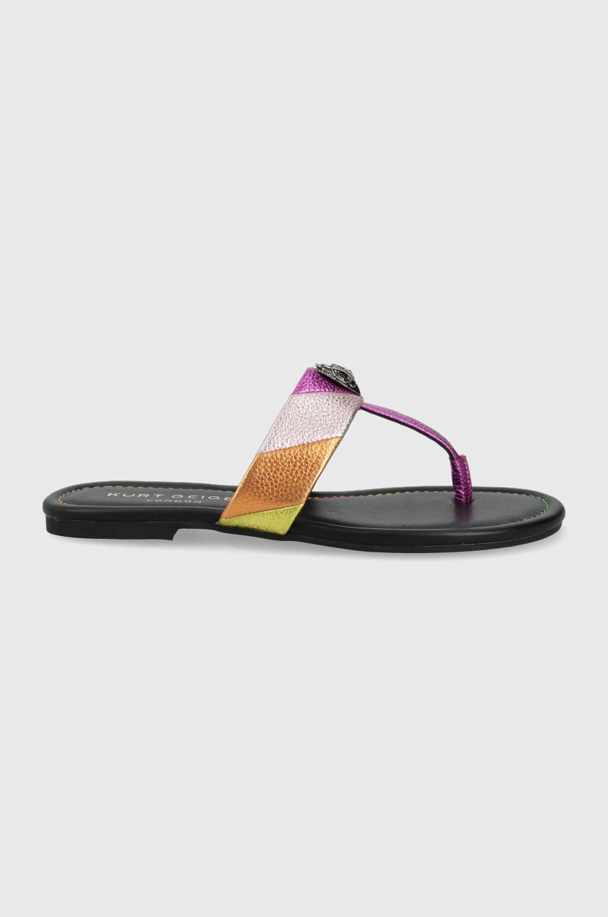 Kožené žabky Kurt Geiger London Kensington T-Bar dámske, na plochom podpätku, 1262100109