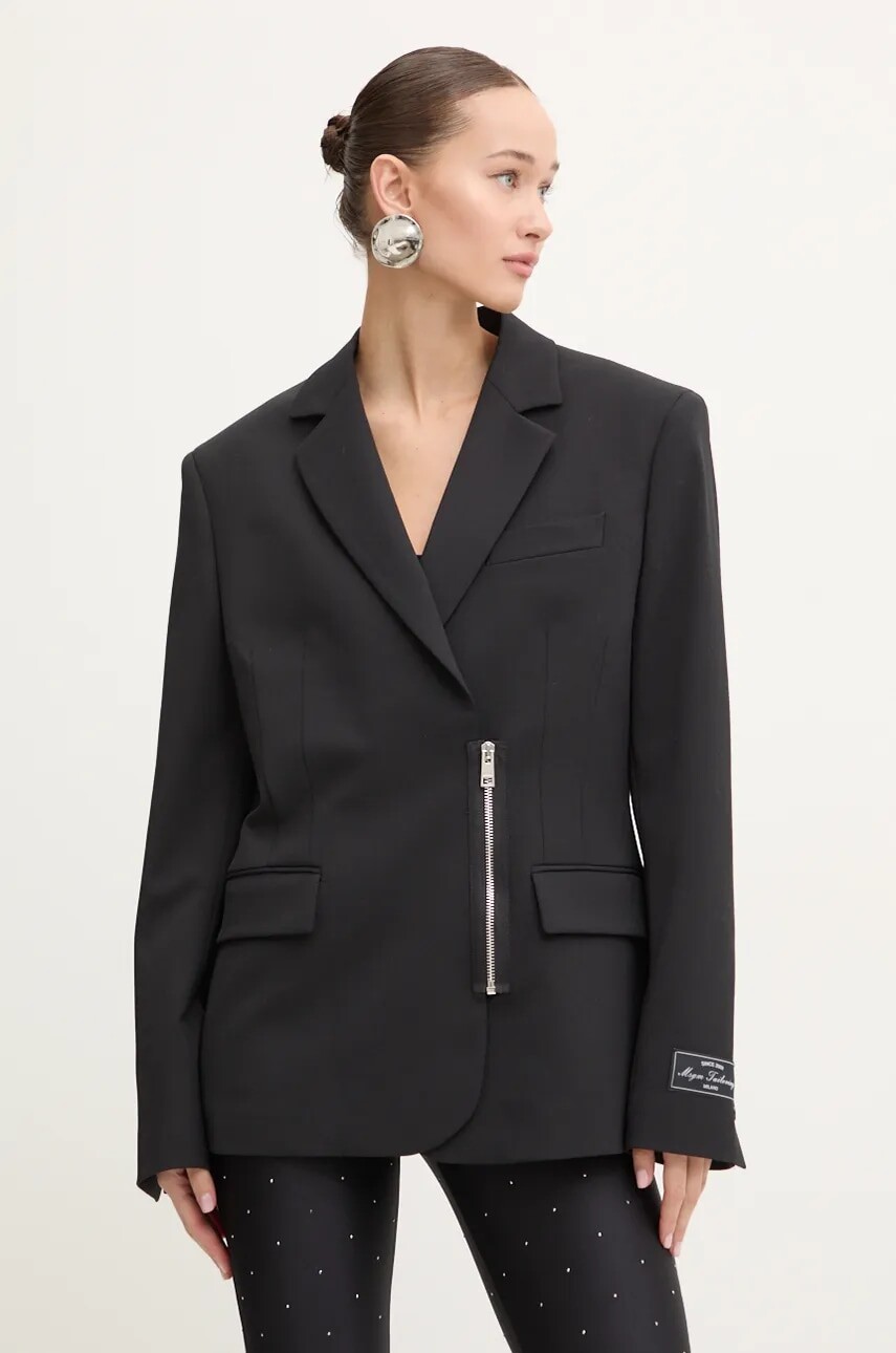 Sako s prímesou vlny MSGM čierna farba, jednoradové, jednofarebné, 3742MDG11.247810