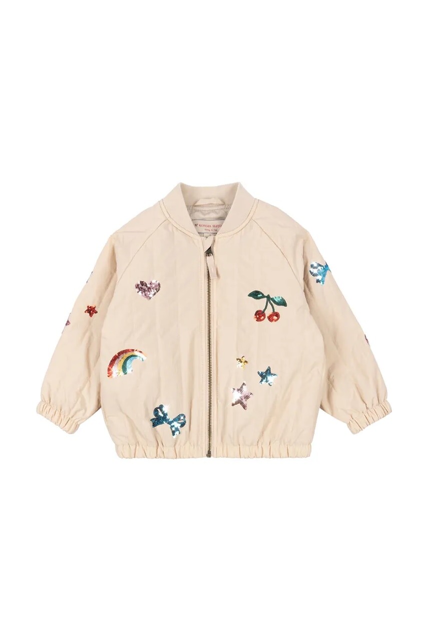 Detská bunda bomber Konges Sløjd JUNO SEQUIN BOMBER JACKET béžová farba, KS103009