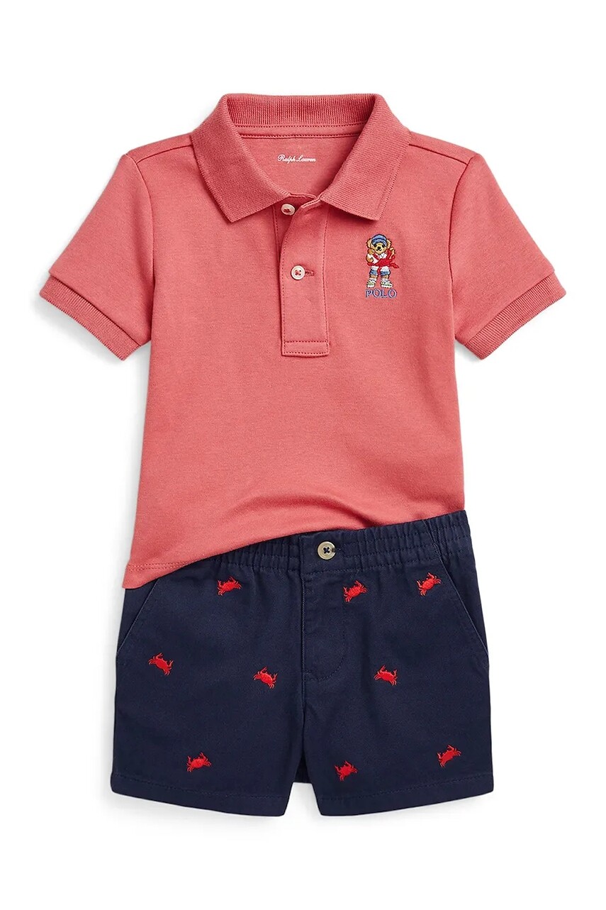 Detská bavlnená súprava Polo Ralph Lauren ružová farba, 320965274001