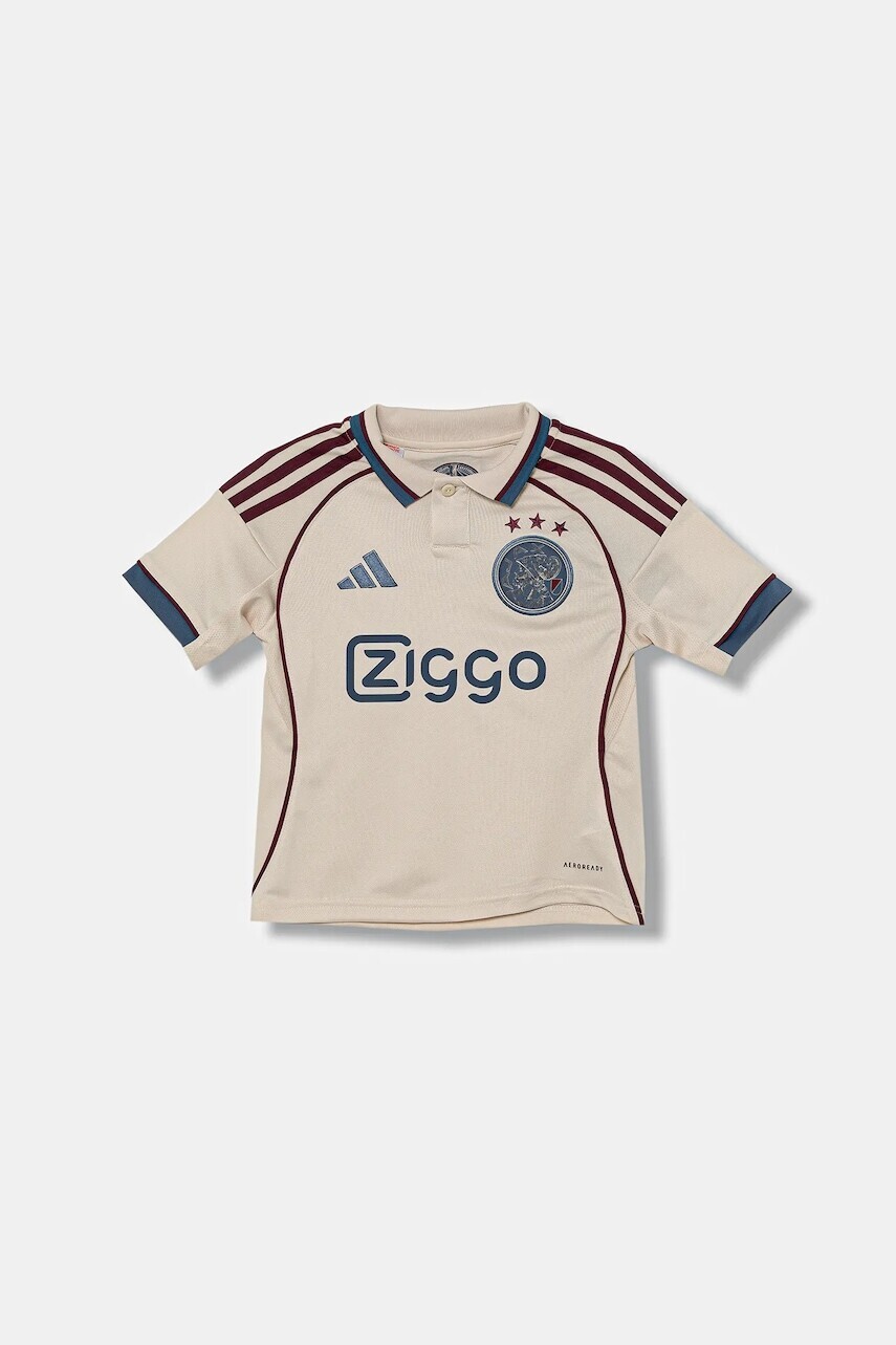 Detské polo tričko adidas Performance AJAX béžová farba, s nášivkou, JI9572