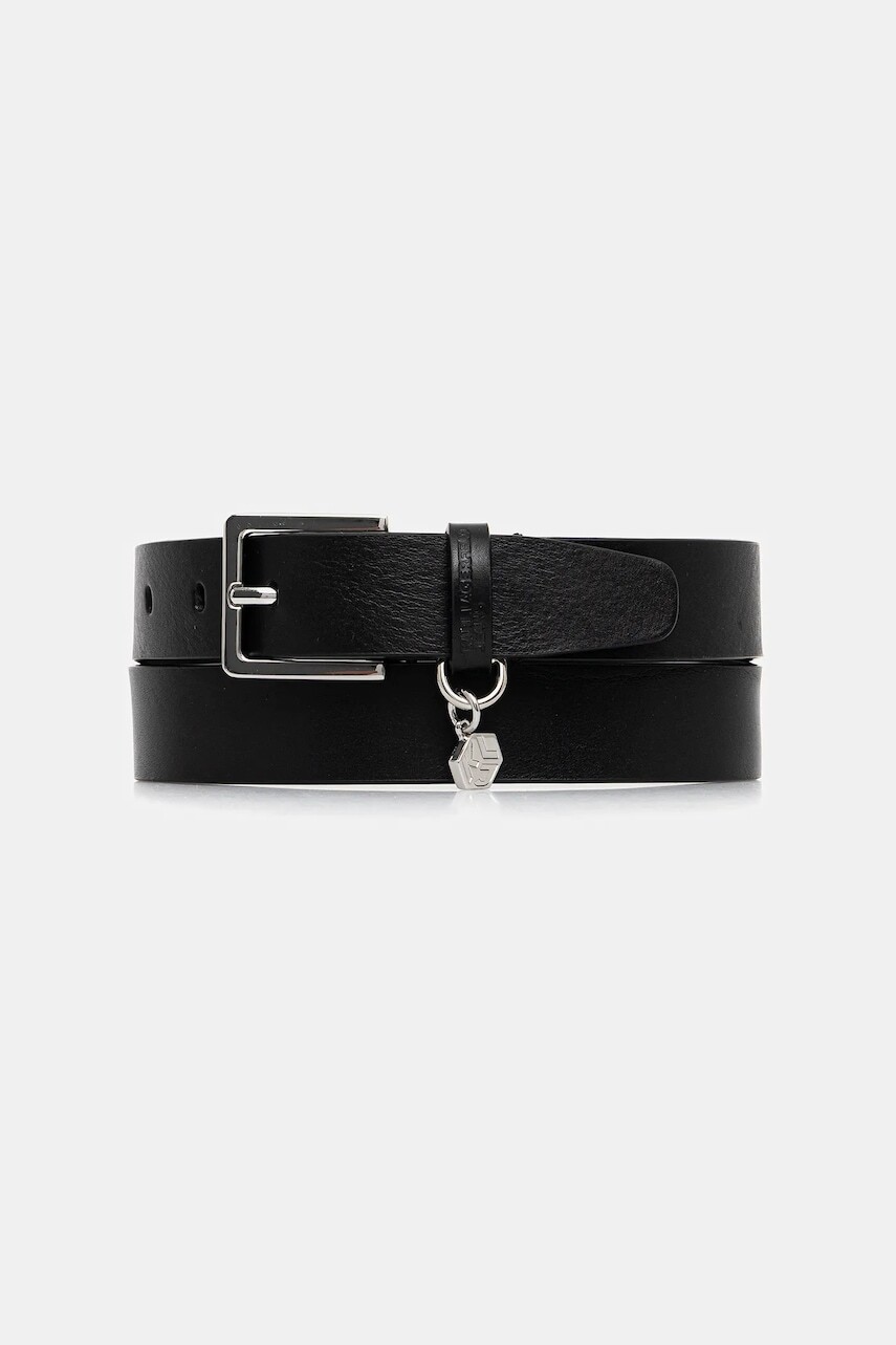 Kožený opasok Karl Lagerfeld Jeans čierna farba, A4W33097