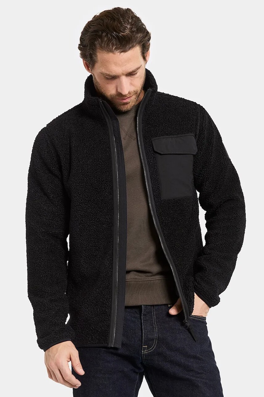 Fleecová mikina Didriksons PETER čierna farba, jednofarebná, 505884