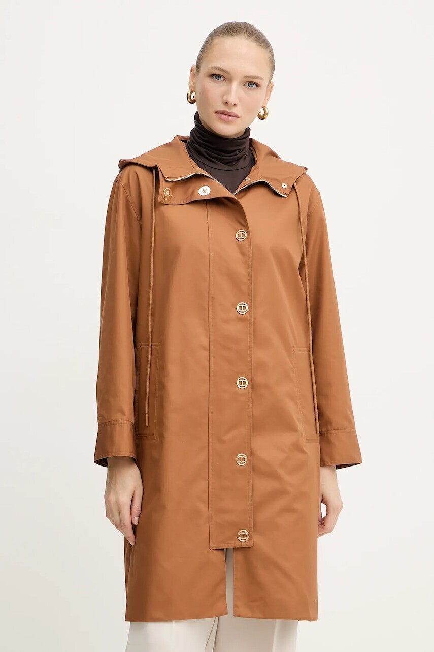 Bunda Twinset hnedá farba, prechodná, 252TP2060