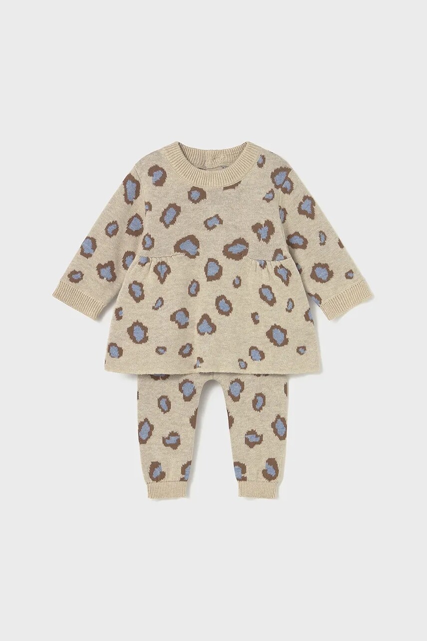 Detská bavlnená súprava Mayoral Newborn béžová farba, 2732