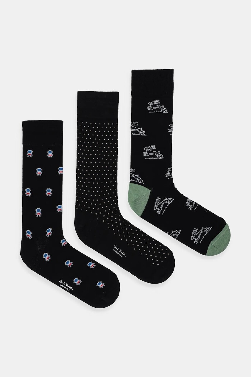 Ponožky Paul Smith 3-pak čierna farba, M1A-SOCK-TNOV