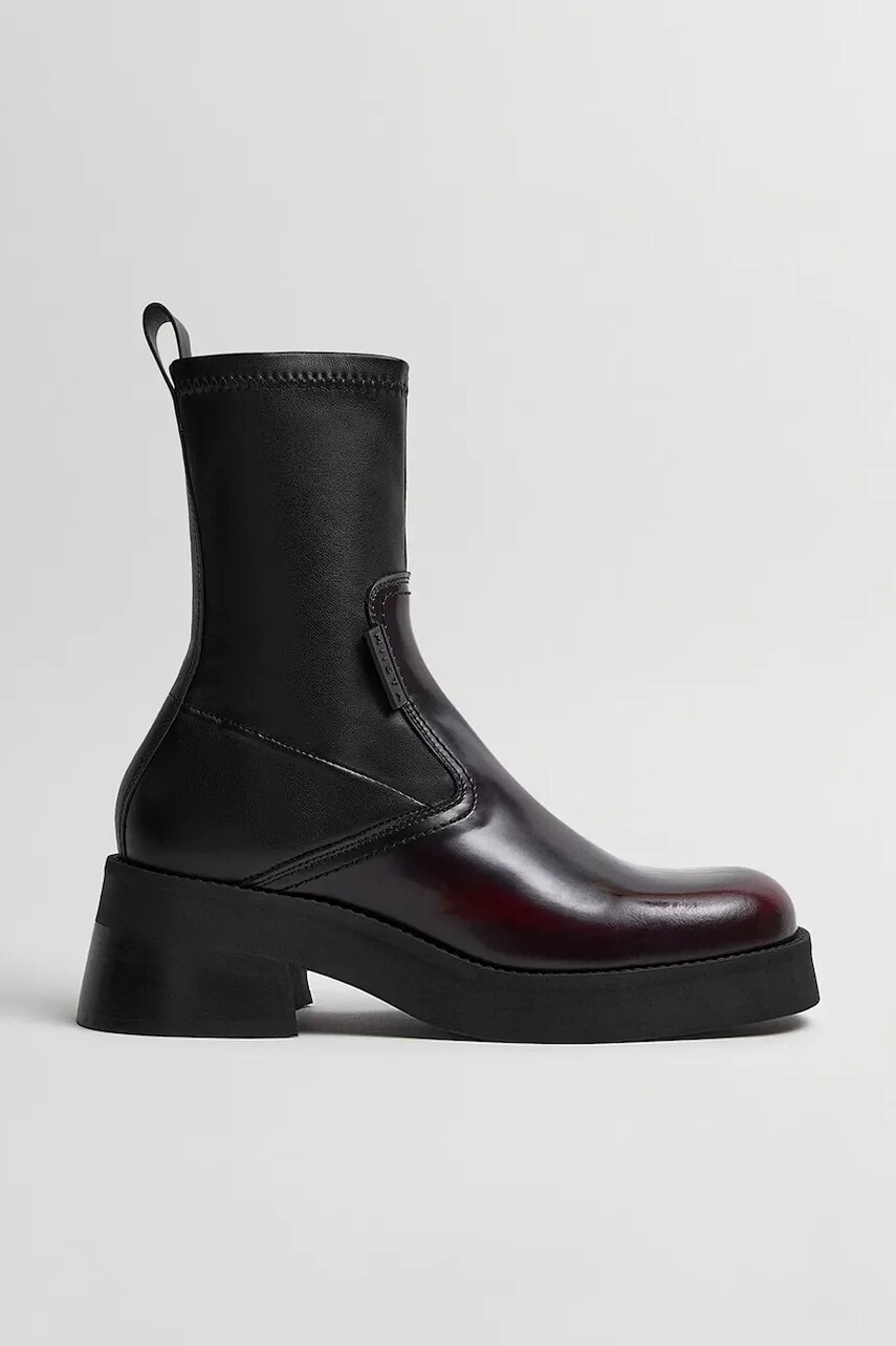 Členkové topánky Miista Oliana bordová farba, na podpätku, E8_4029