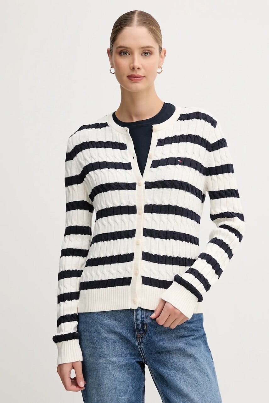 Bavlnený kardigán Tommy Hilfiger béžová farba, WW0WW46514