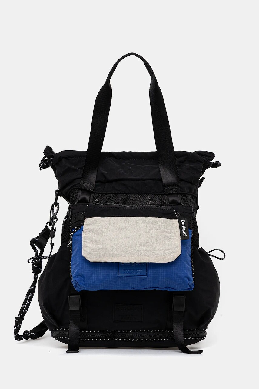 Ruksak Desigual BASIC MODULAR DISCOV dámsky, čierna farba, veľký, jednofarebný, 25WAKY01