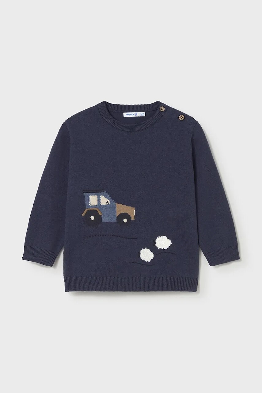 Detský sveter s prímesou vlny Mayoral tmavomodrá farba, ľahké, 2343
