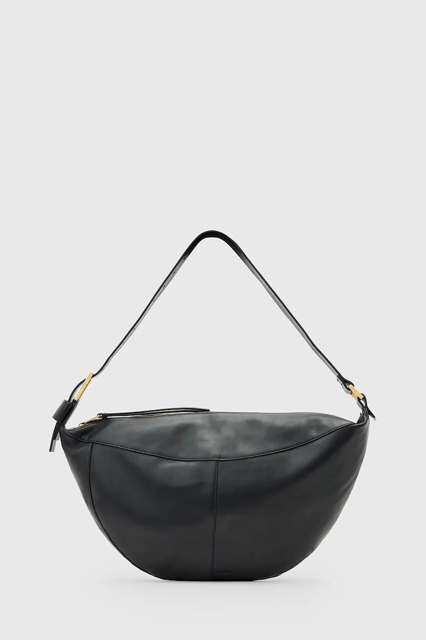 Kožená kabelka AllSaints LUNA čierna farba, W190XD