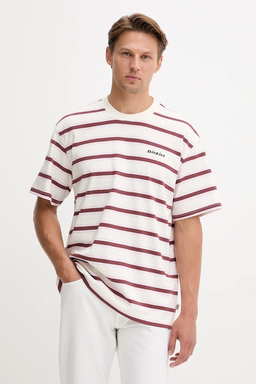 Bavlnené tričko Dickies pánske, biela farba, vzorovaná, DK0A87QV