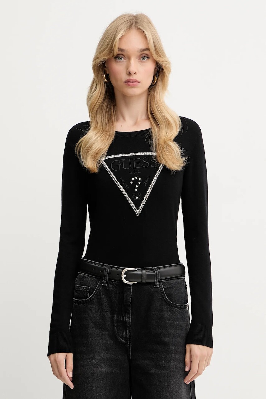Sveter Guess KIARA čierna farba, ľahký, W5YR23 Z2NQ2