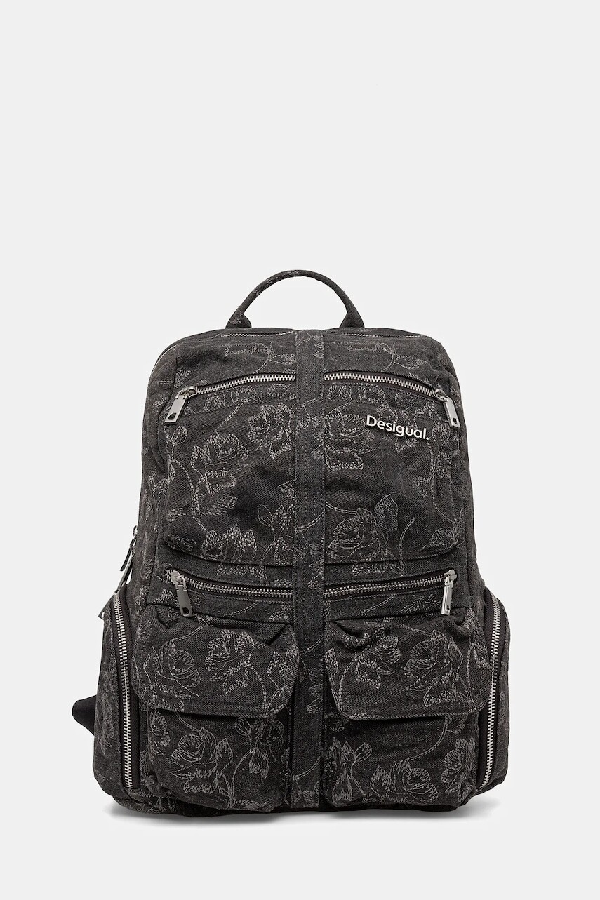Ruksak Desigual WHISKEY EMBROIDERY 0 dámsky, šedá farba, veľký, s nášivkou, 25WAKD07
