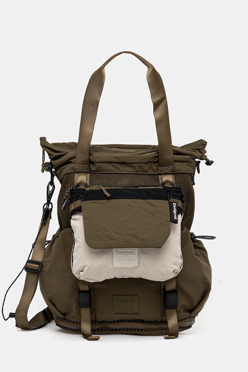 Ruksak Desigual BASIC MODULAR DISCOV dámsky, zelená farba, veľký, jednofarebný, 25WAKY10