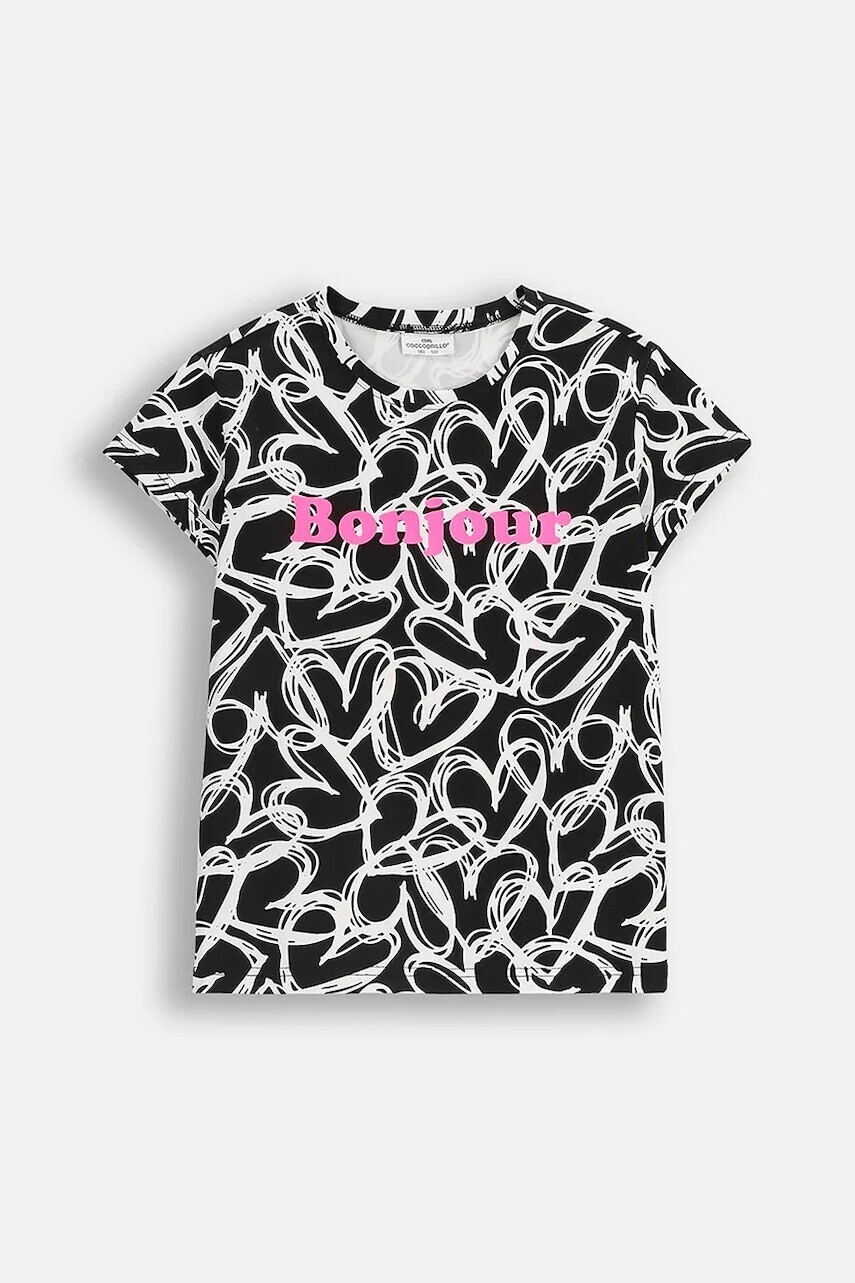Detské tričko Coccodrillo čierna farba, EVERYDAY GIRL A
