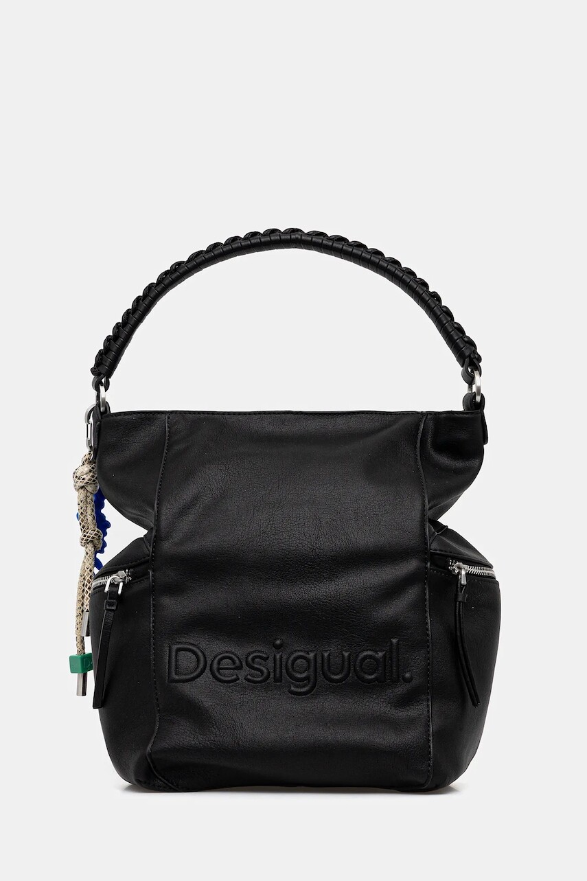 Ruksak Desigual HALF LOGO ARICA dámsky, čierna farba, malý, jednofarebný, 25WAKP07