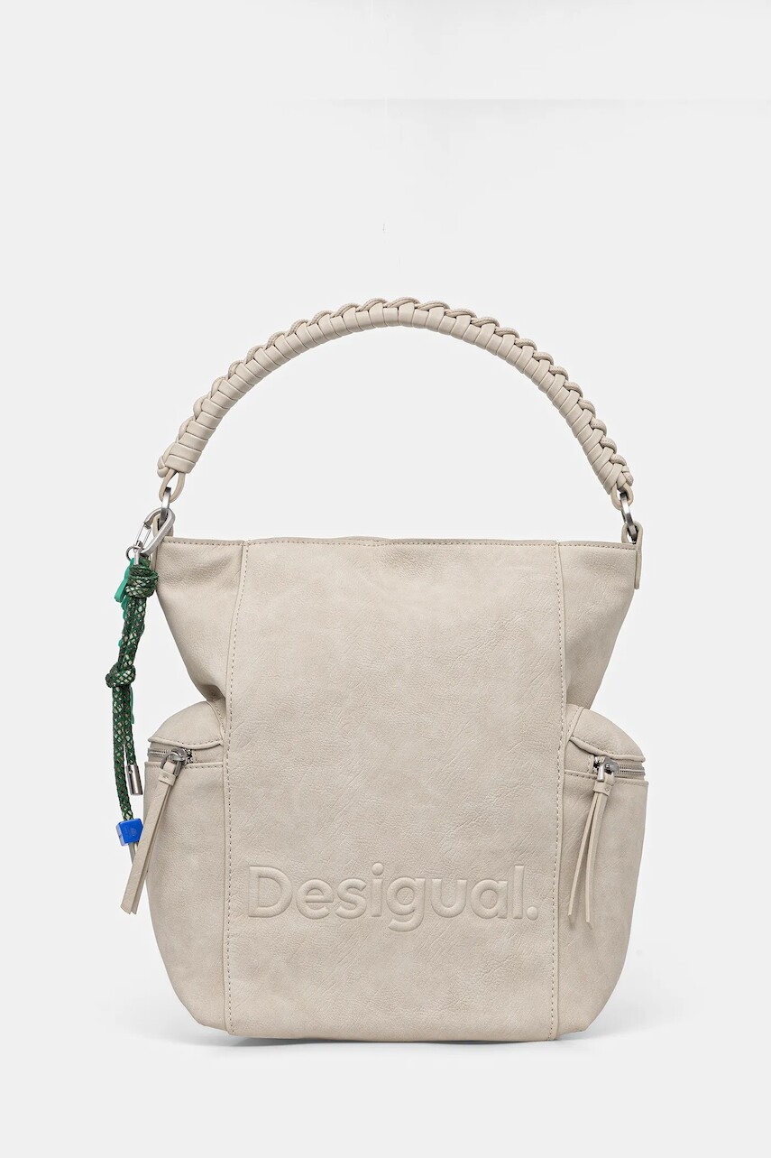 Ruksak Desigual HALF LOGO ARICA PIE dámsky, béžová farba, malý, jednofarebný, 25WAKP30