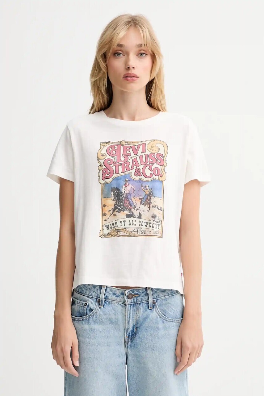 Bavlnené tričko Levi's dámske, biela farba, A8804