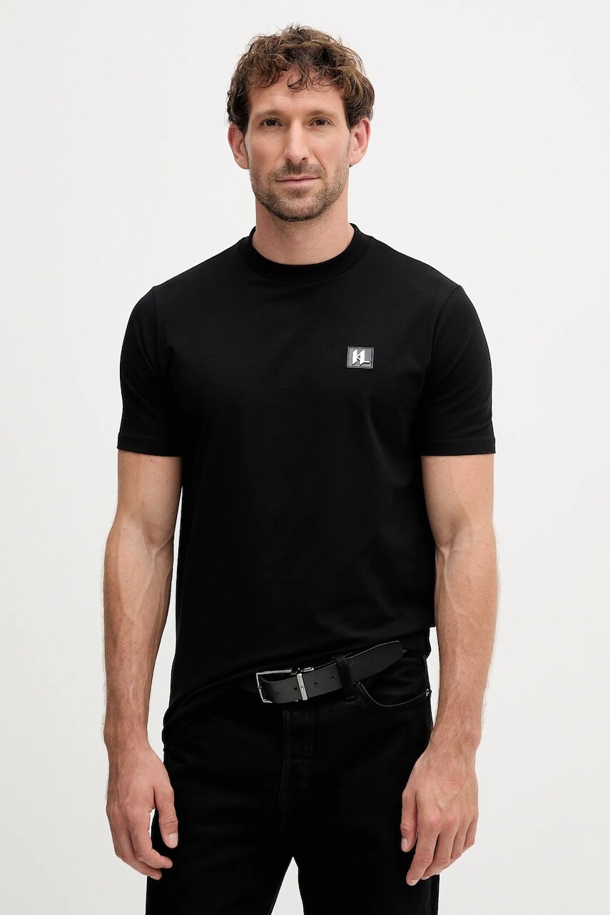 Tričko Karl Lagerfeld pánske, čierna farba, jednofarebné, 554221.755050