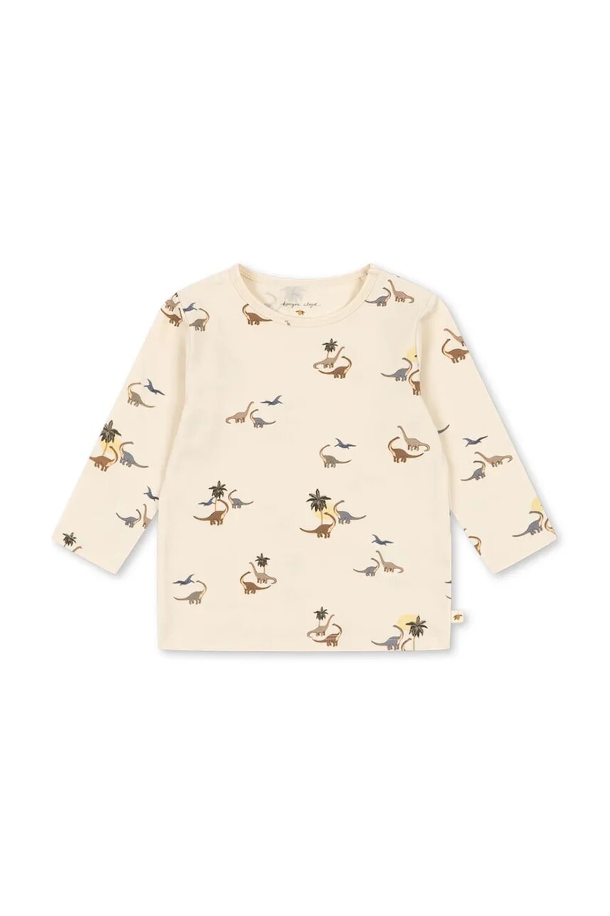 Tričko s dlhým rukávom pre bábätká Konges Sløjd BASIC BLOUSE GOTS béžová farba, vzorované, KS103701