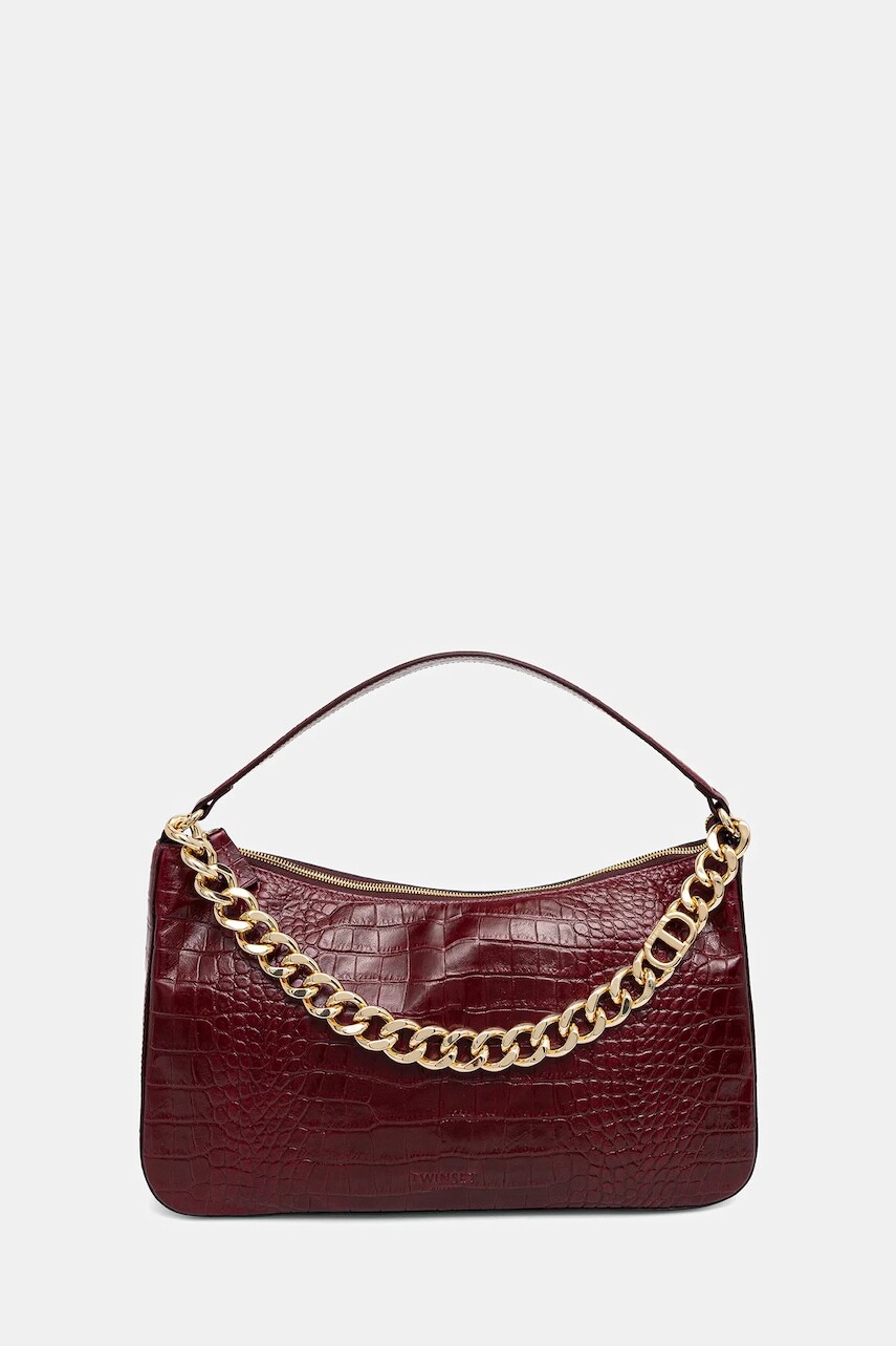 Kožená kabelka Twinset bordová farba, 252TD8252