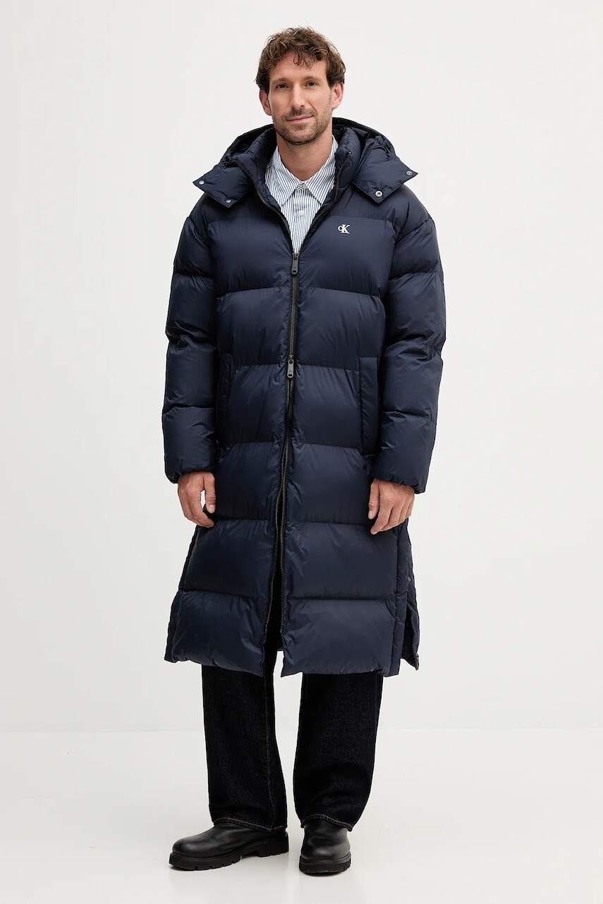 Bunda Calvin Klein Jeans tmavomodrá farba, zimná, LV04RD518G