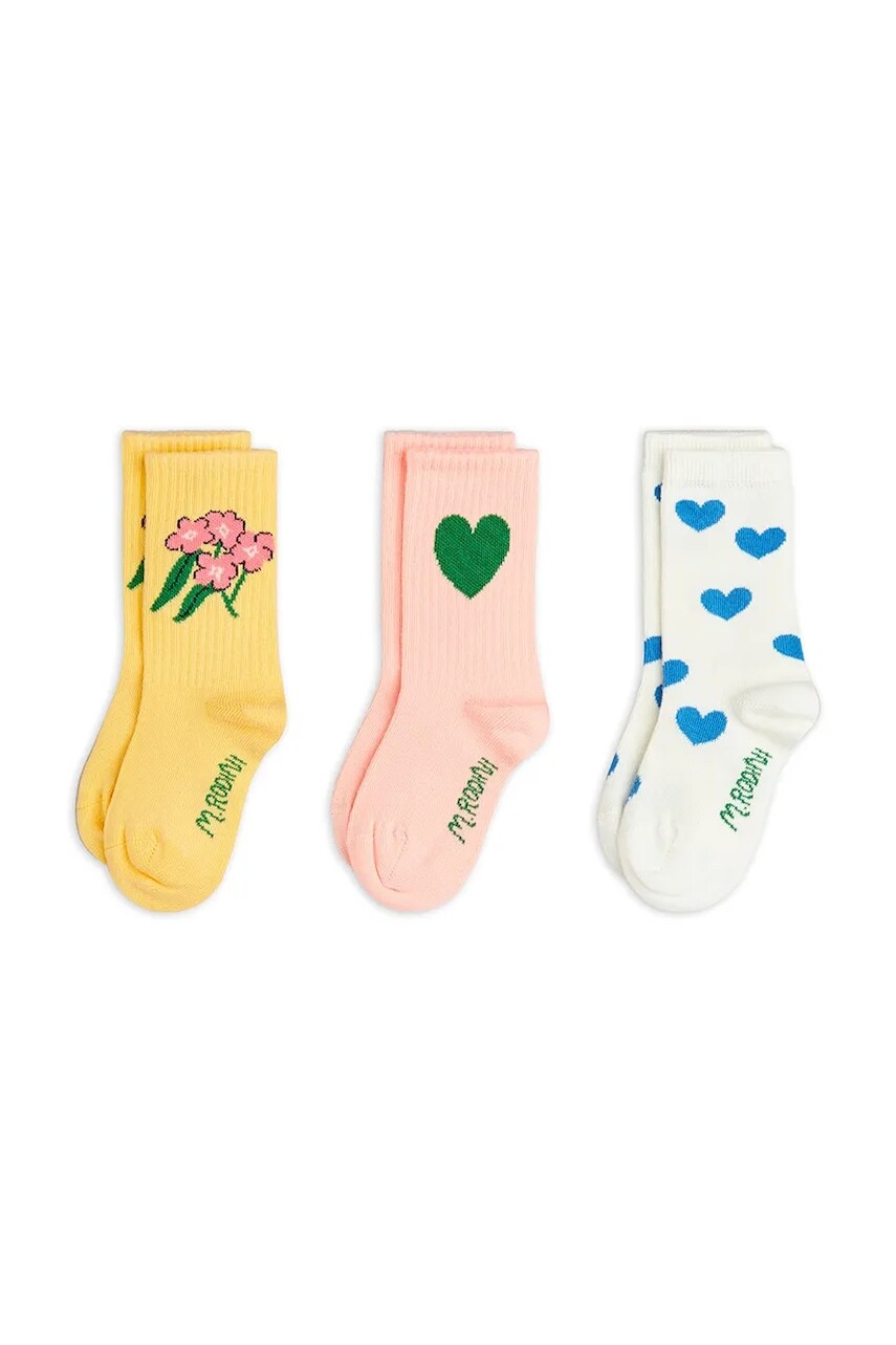Detské ponožky Mini Rodini Alpine flowers 3-pak ružová farba, 25760115