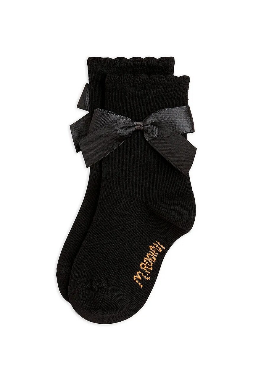 Detské ponožky Mini Rodini Satin bow čierna farba, 25760120