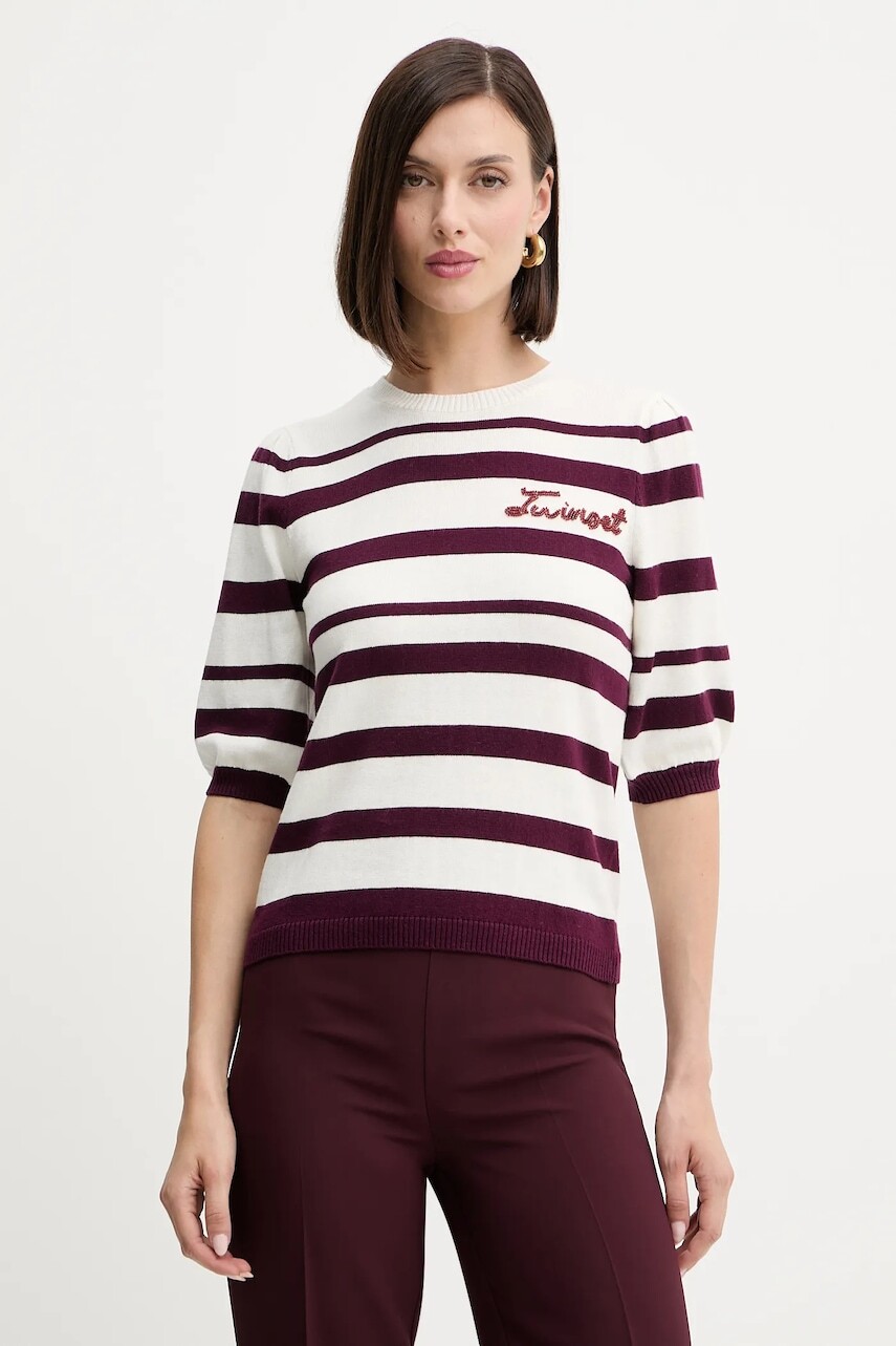 Sveter s prímesou kašmíru Twinset bordová farba, ľahký, 252TP3090