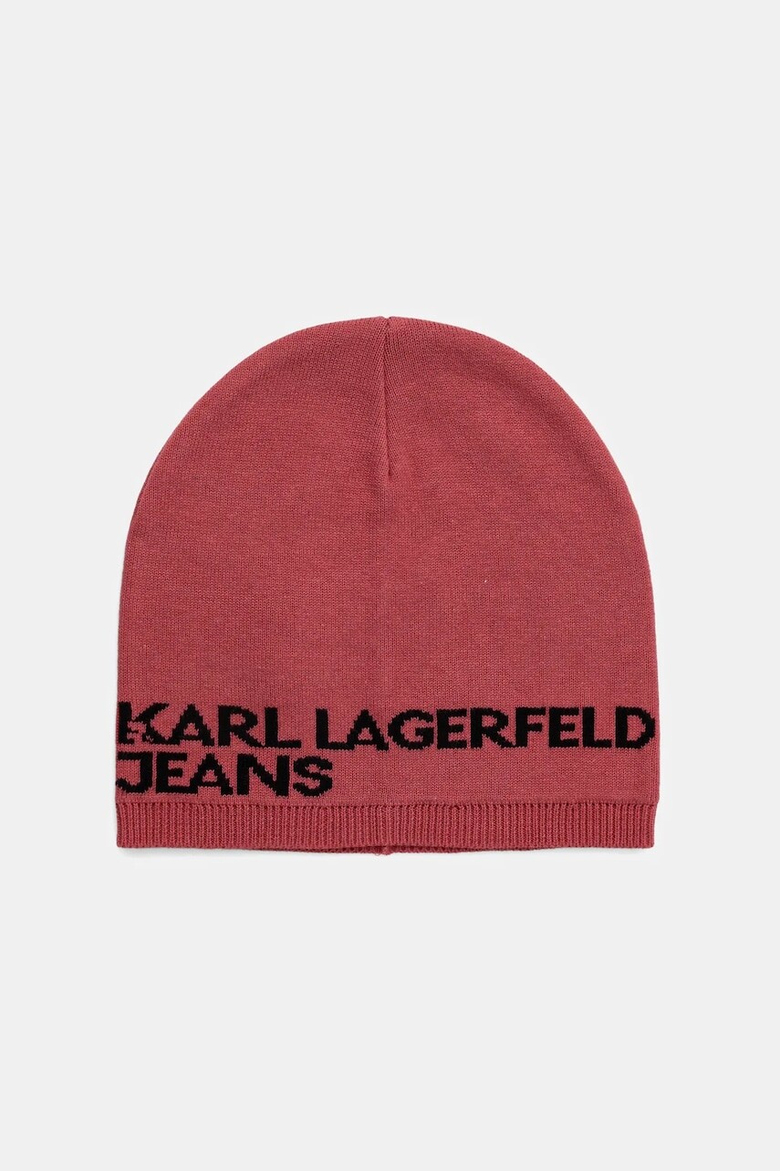 Bavlnená čiapka Karl Lagerfeld Jeans oranžová farba, A3W33109