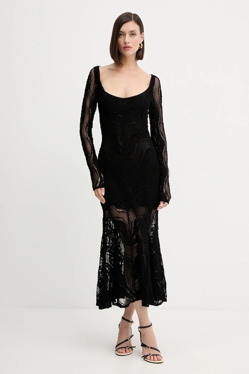 Šaty Charo Ruiz Ibiza čierna farba, maxi, áčkový strih, 257610