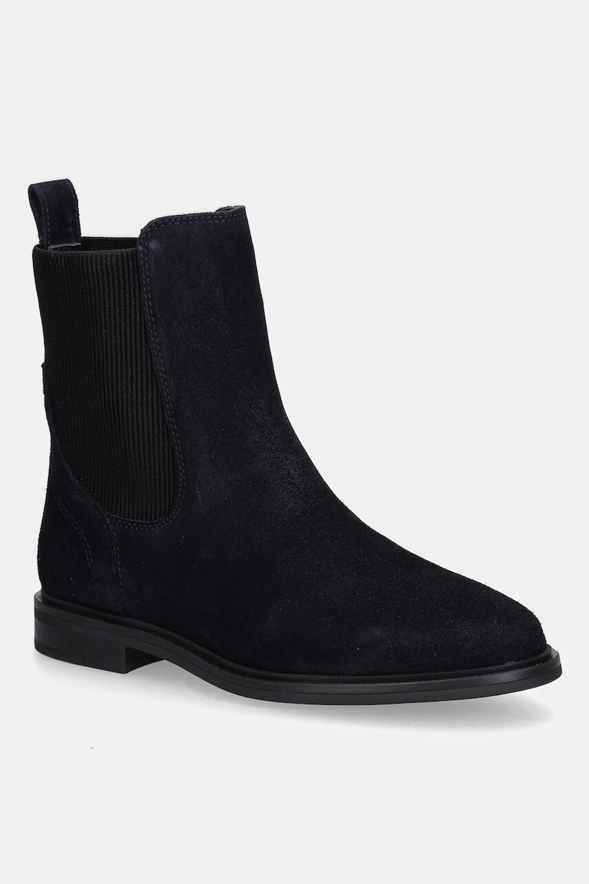 Semišové topánky chelsea Tommy Hilfiger FLAG SUEDE CHELSEA BOOT tmavomodrá farba, na plochom podpätku, FW0FW08780