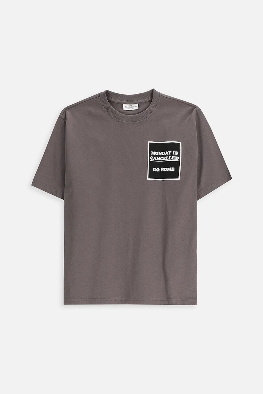 Detské bavlnené tričko Coccodrillo šedá farba, s potlačou, EVERYDAY BOY A