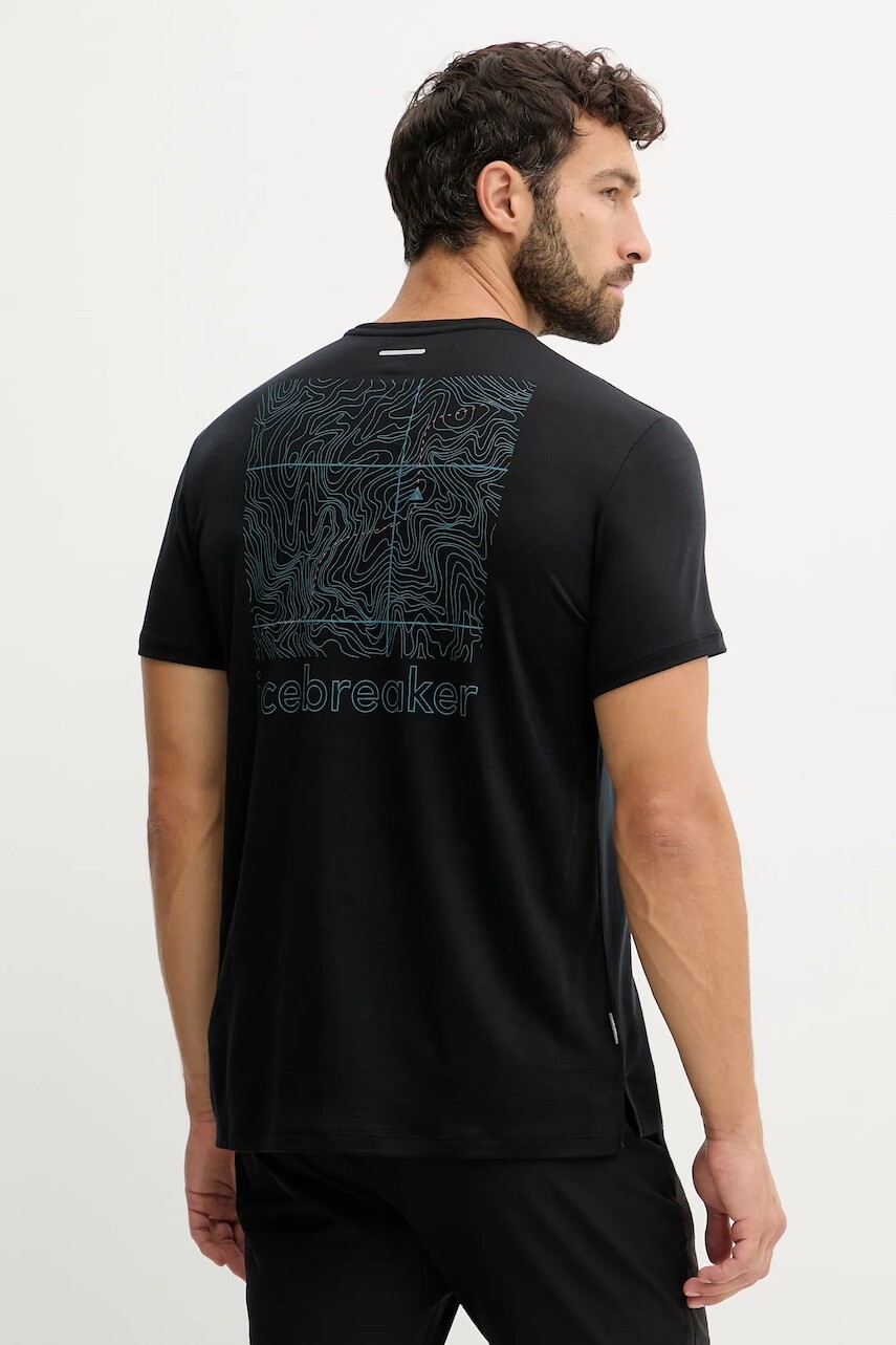 Funkčné tričko Icebreaker Merino Blend 125 čierna farba, s potlačou, IB0A57CN0011