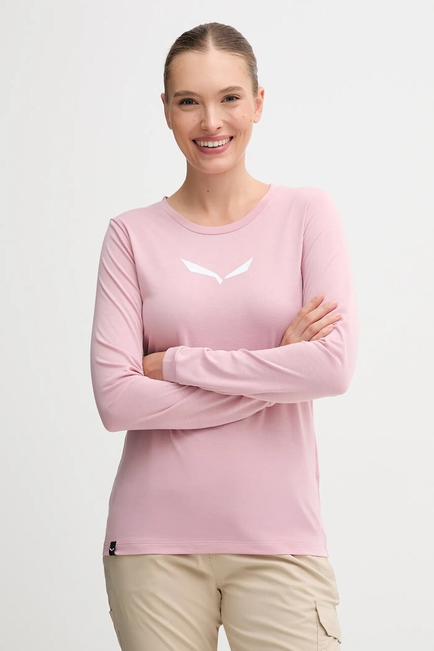 Športové tričko s dlhým rukávom Salewa Eagle Solidlogo Dry ružová farba, 00.0000029130