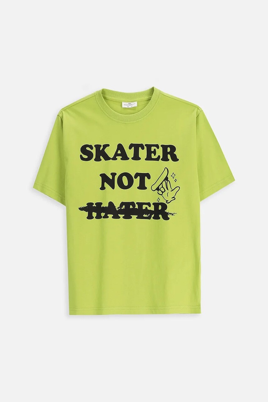 Detské bavlnené tričko Coccodrillo zelená farba, s potlačou, EVERYDAY BOY A