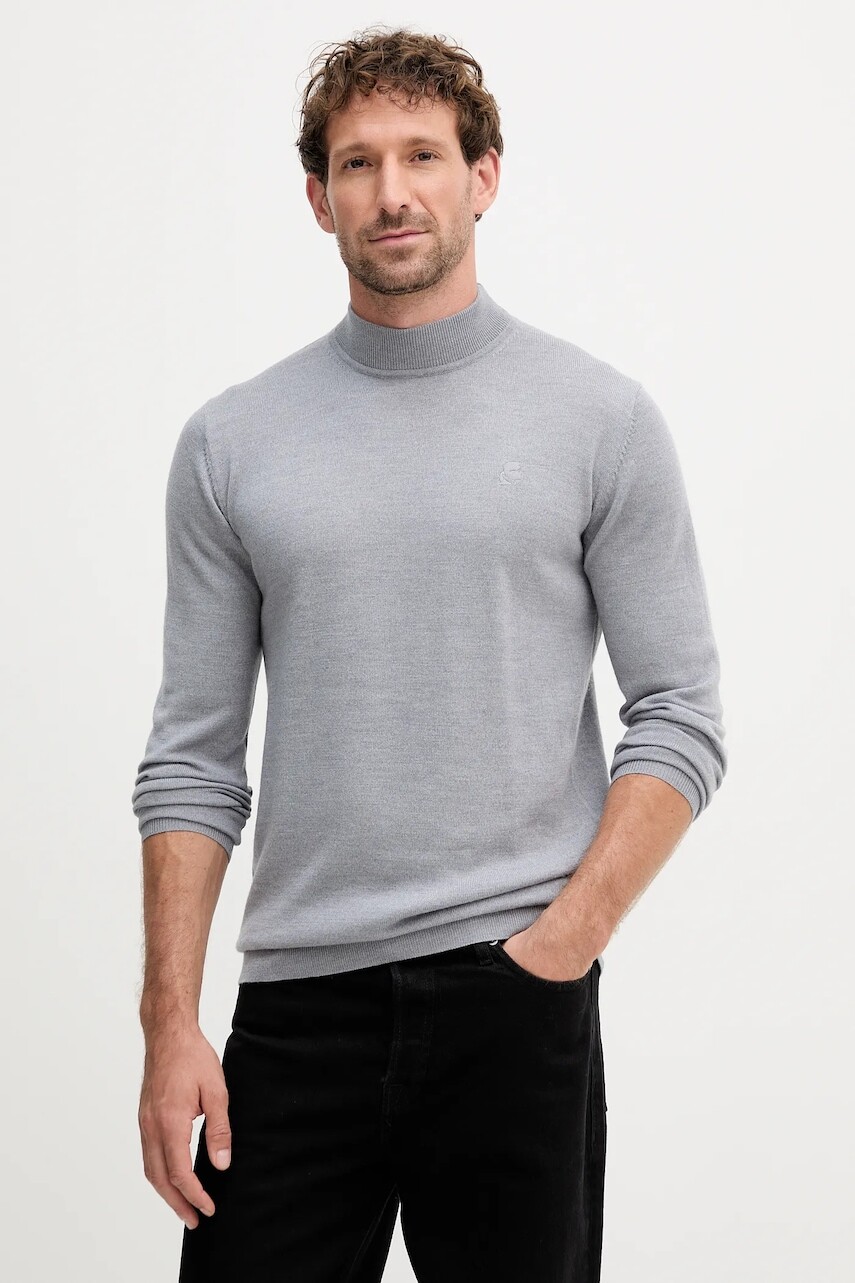 Vlnený sveter Karl Lagerfeld šedá farba, ľahký, 553399.655002