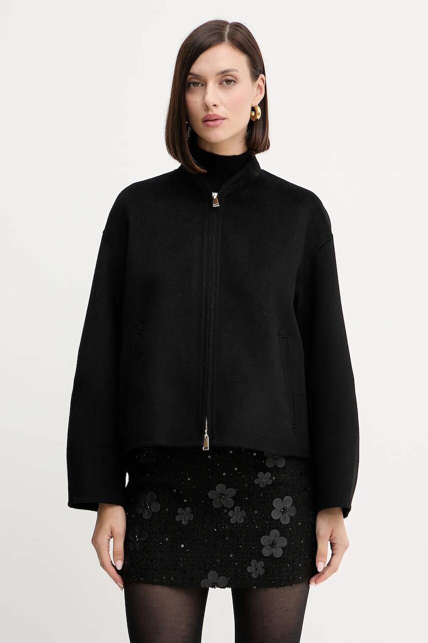 Vlnený sveter Marella čierna farba, s polorolákom, 2523366254200