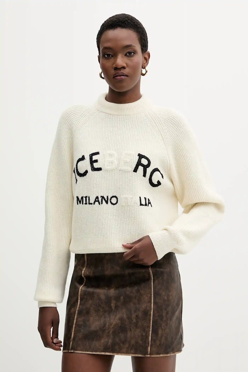 Vlnený sveter Iceberg béžová farba, A001 7077