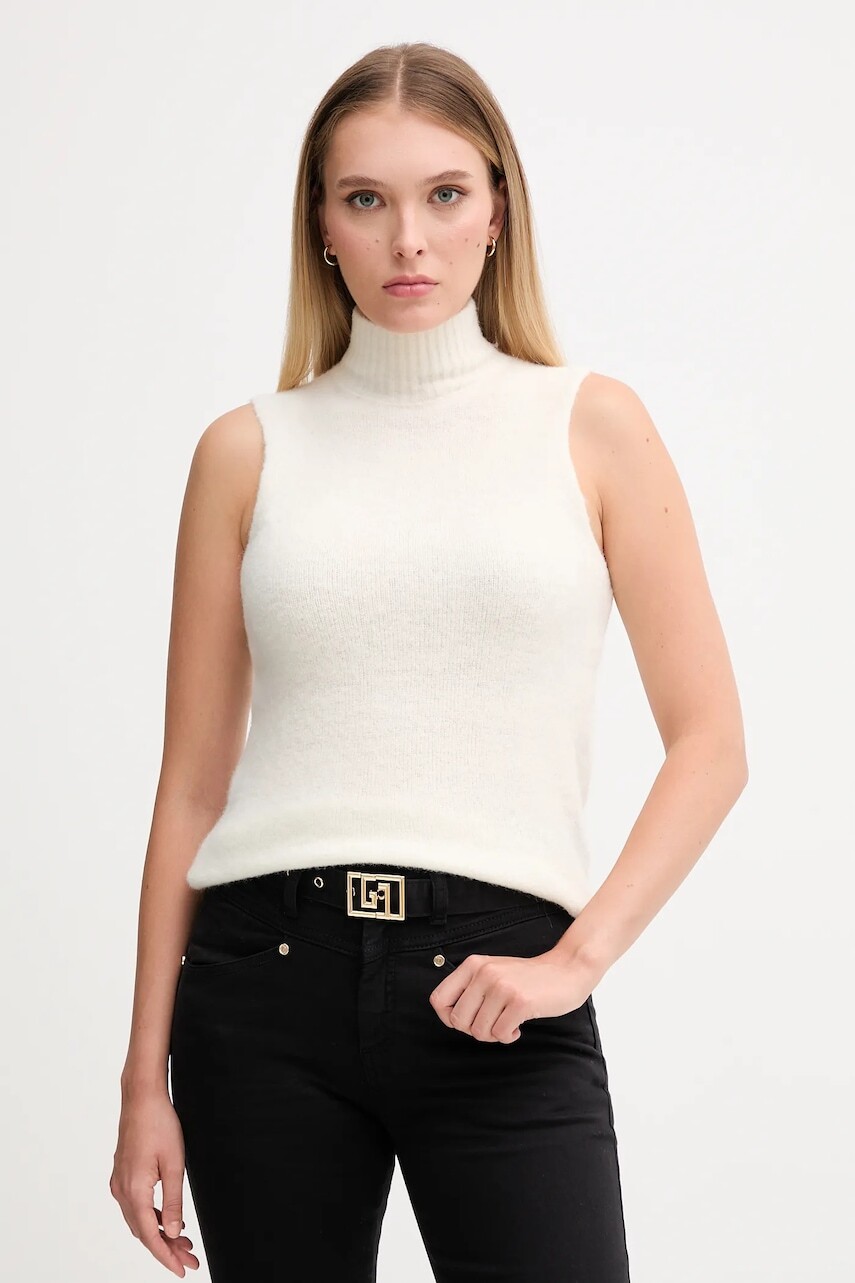 Sveter Gaudi béžová farba, ľahký, s rolákom, 521FD53009