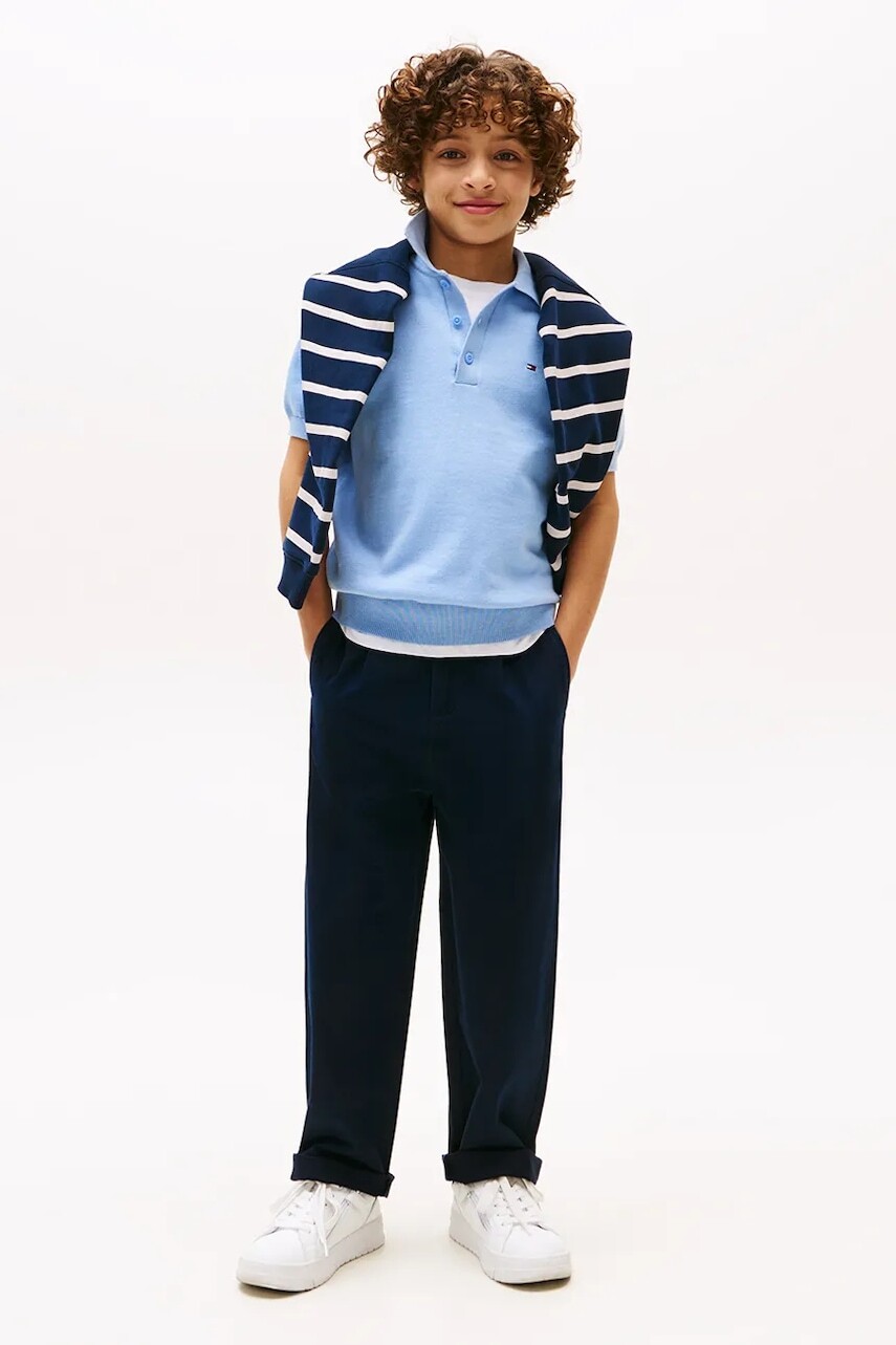 Detské nohavice Tommy Hilfiger tmavomodrá farba, jednofarebné, KB0KB09780