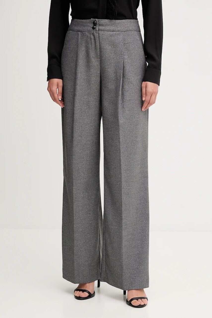 Nohavice Gaudi šedá farba, široké, vysoký pás, 521FD25006