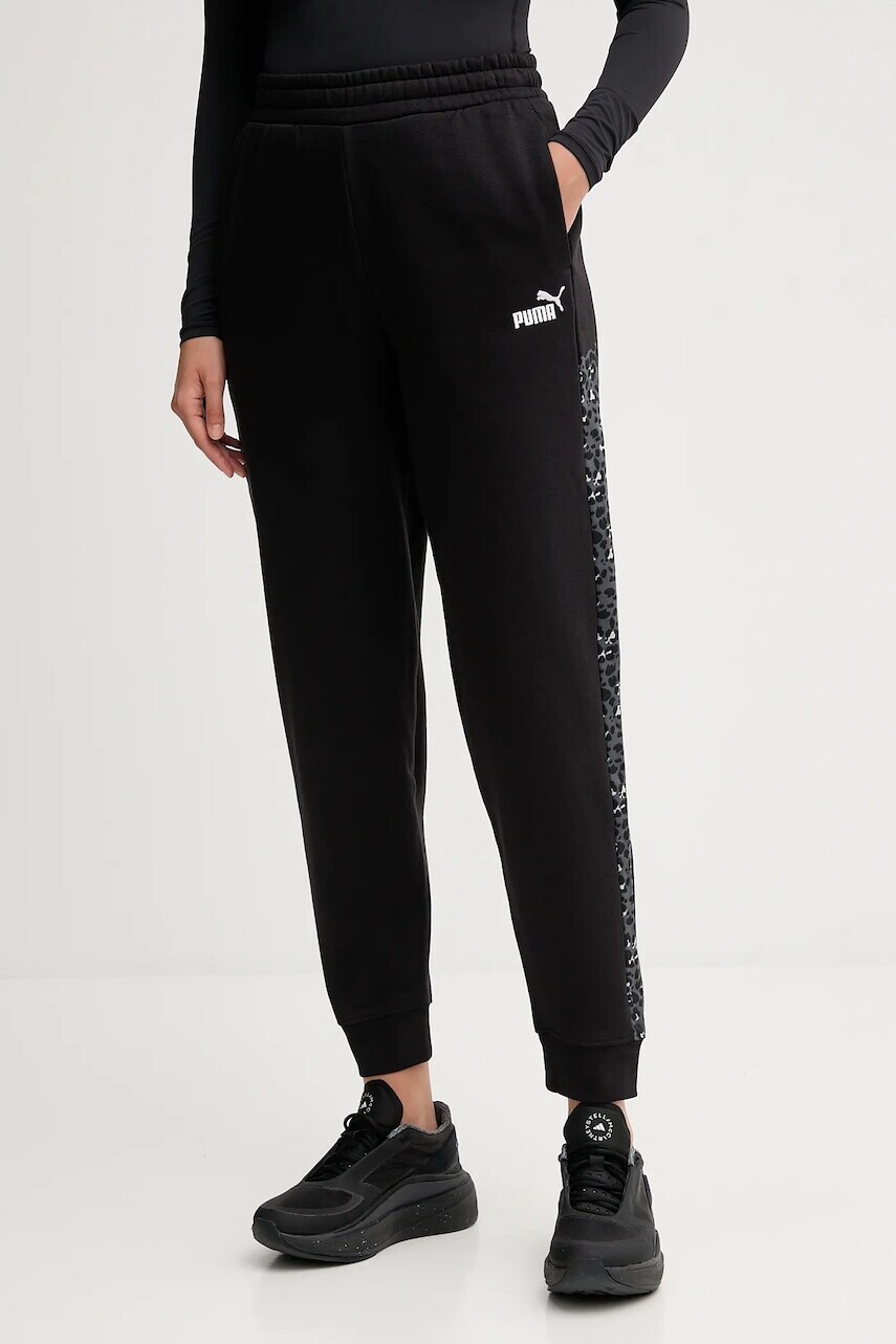 Tepláky Puma čierna farba, vzorované, 688086