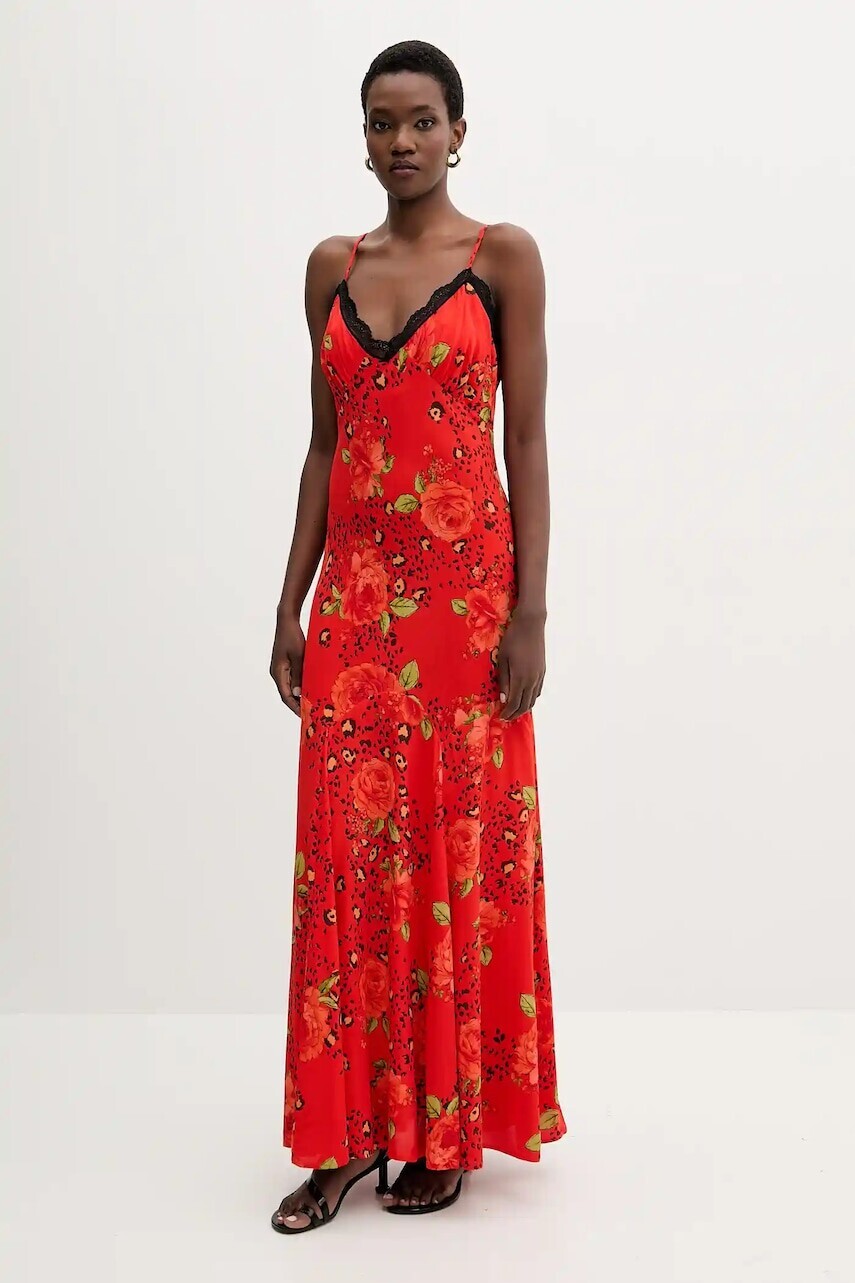 Šaty Never Fully Dressed červená farba, maxi, áčkový strih, NFDDR3097