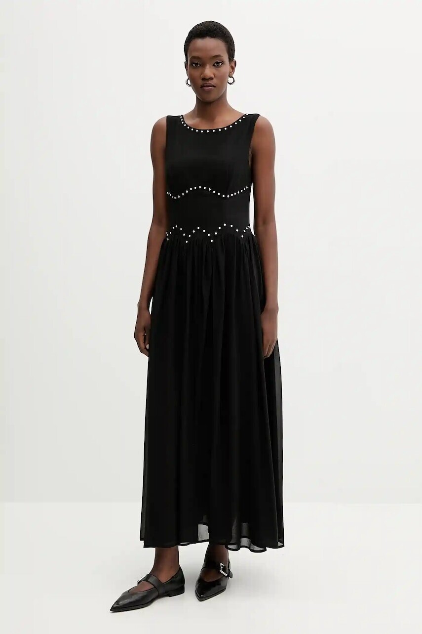 Šaty Never Fully Dressed čierna farba, maxi, áčkový strih, NFDDR2813