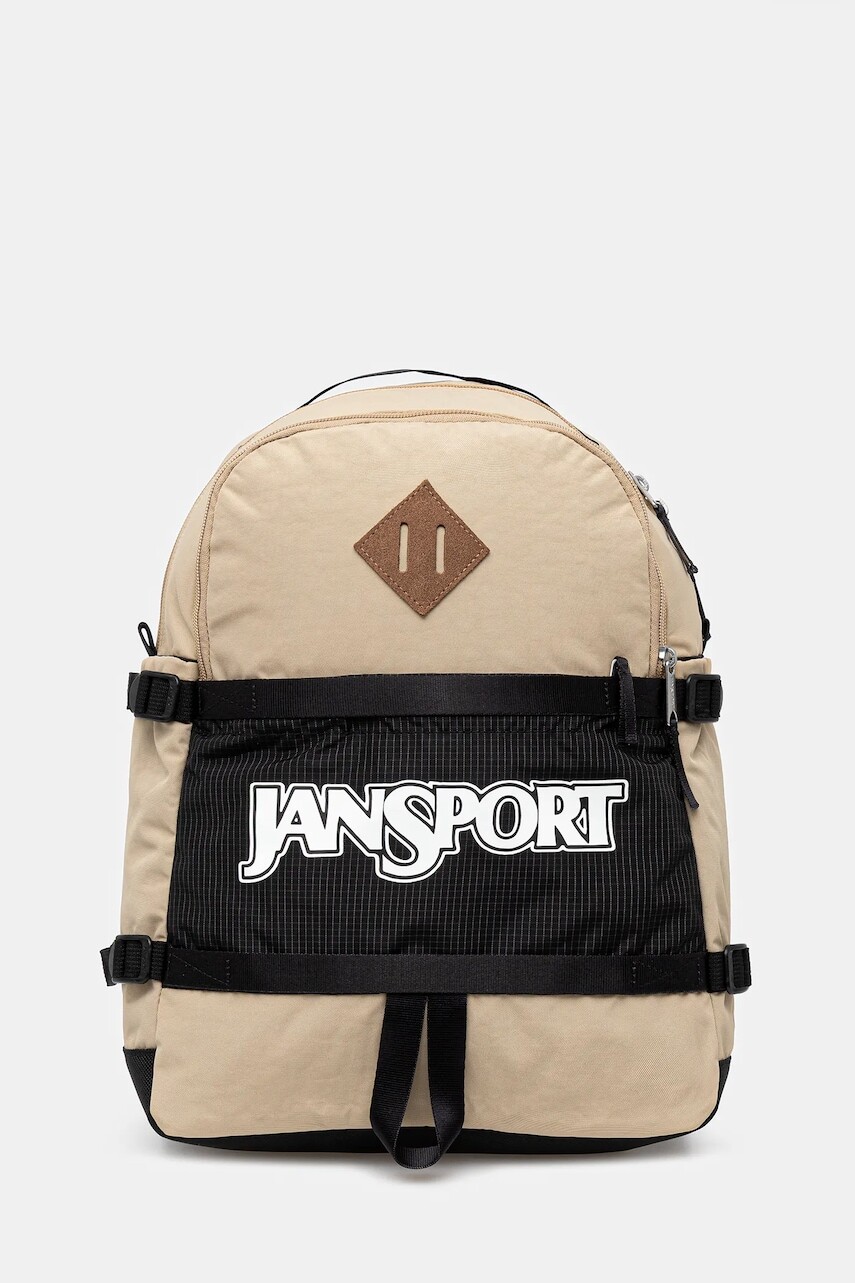 Ruksak Jansport béžová farba, veľký, s potlačou, EK0A5BK18O7
