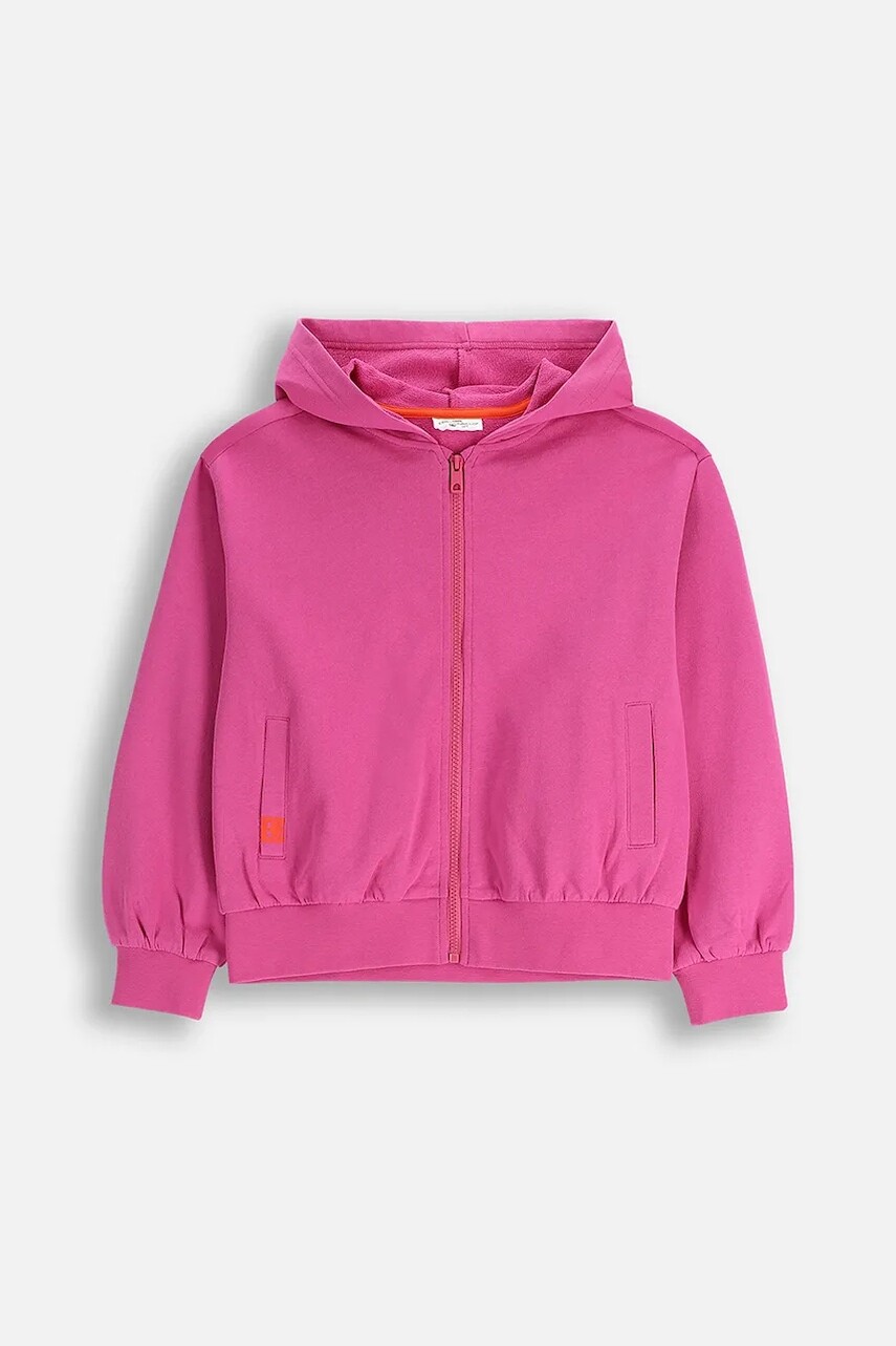 Detská bavlnená mikina Coccodrillo ružová farba, s kapucňou, s potlačou, EVERYDAY GIRL A
