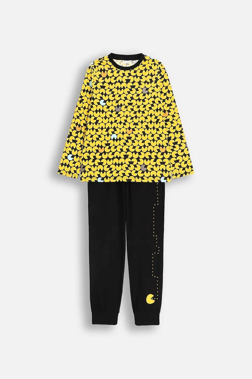 Detské bavlnené pyžamo Coccodrillo žltá farba, vzorované, PYJAMAS